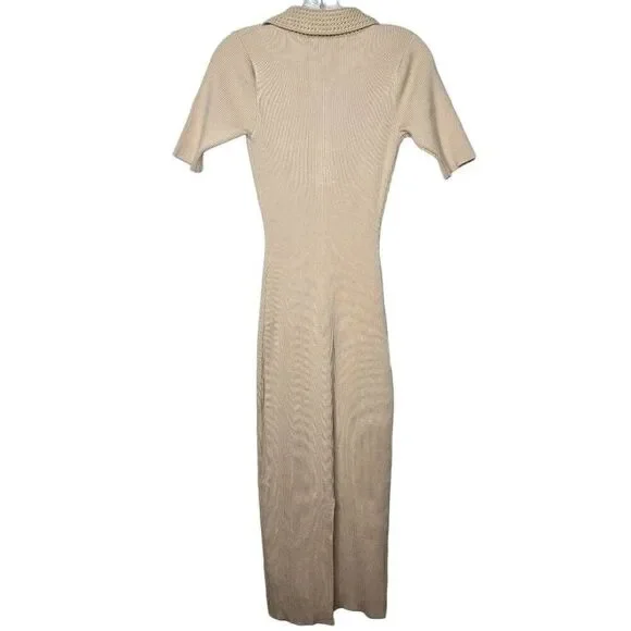 NEW Caroline Constas Ribbed Knit Crochet Collar Midi Dress Size Small - Picture 7 of 11